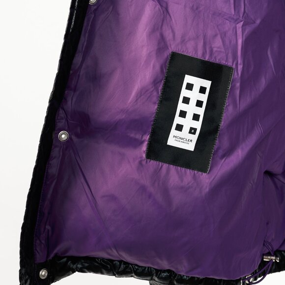 Moncler 8 Palm Angels Tim Black Shiny Logo-Patch Puffer - Picture 12 of 16